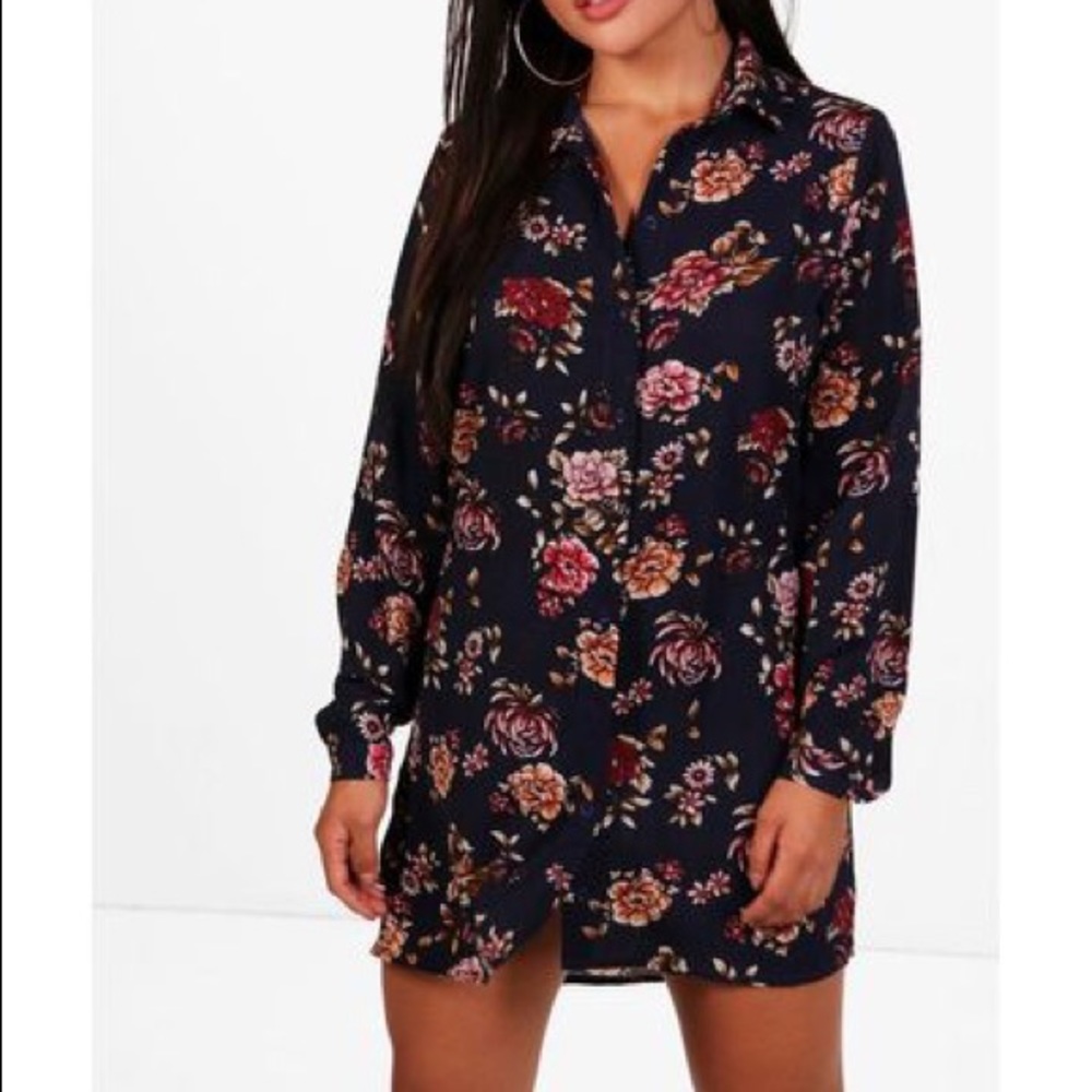 Floral button up dress.